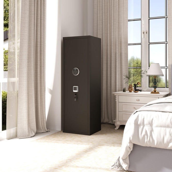 Large Gun Safe Cabinet With 3 Pistol Pouches, Heavy Duty Biometric Fingerprint Lock, Rifle Gun Safe With Adjustable Stand, Detachable Structure Gun Safe, Gun Money Storage Cabinet - Black