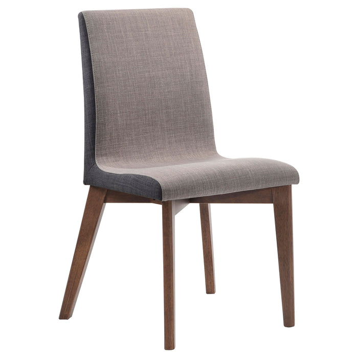 Dining Room Side Chair Set With Sleek Curves And 2 Tone Upholstery - Brown / Gray