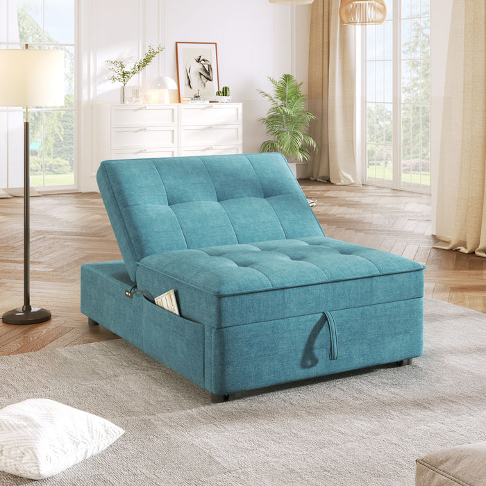 4 In 1 Sofa Bed, Multi Function Folding Ottoman Bed With Storage Pocket And USB Port For Small Room Apartment