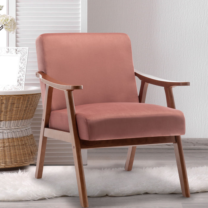 Mid Century Modern Accent Chair With Solid Wood Frame And Extra Thick Backrest