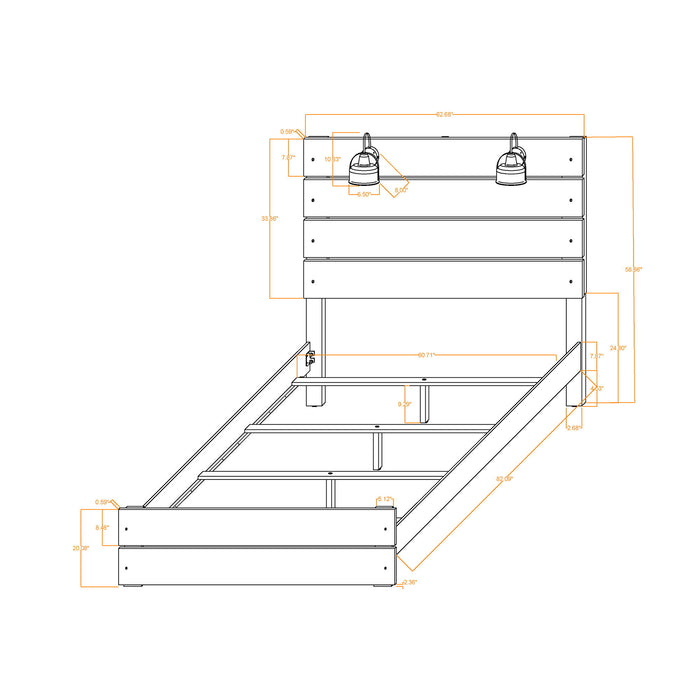 Monica - Queen Bed With Dark And Slat Headboard - Dark Oak