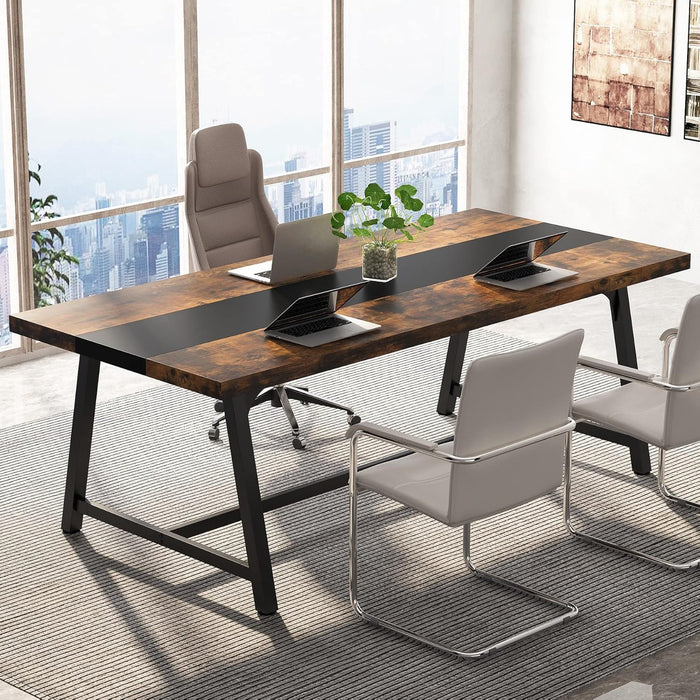 Modern Rectangular Conference Table For 6 - 8 People, Office Executive Desk