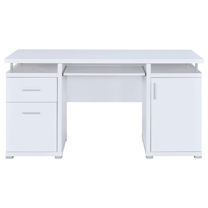 Modern Office Computer Desk With 2 Drawers, Adjustable Shelf, Slide Out Keyboard Tray