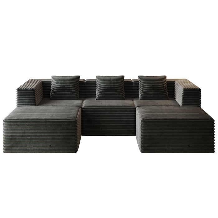 Compression Sofa With 2 Ottomans