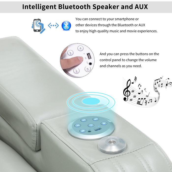 Power Recliner Theater Chair With Cooling Cup Holder, Bluetooth Speaker, LED Lights, USB Ports
