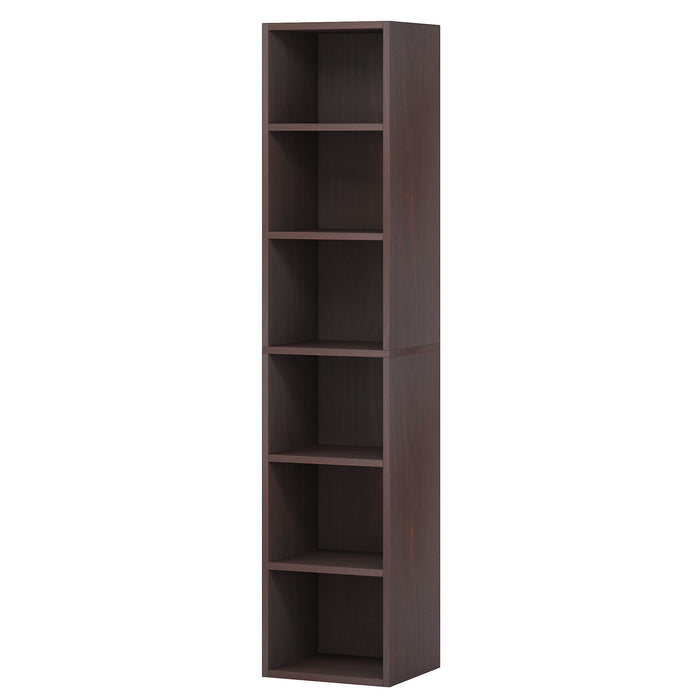 6 Tier Narrow Corner Cube Bookcase Storage, Freestanding Shelf With Open Cubes For Living Room