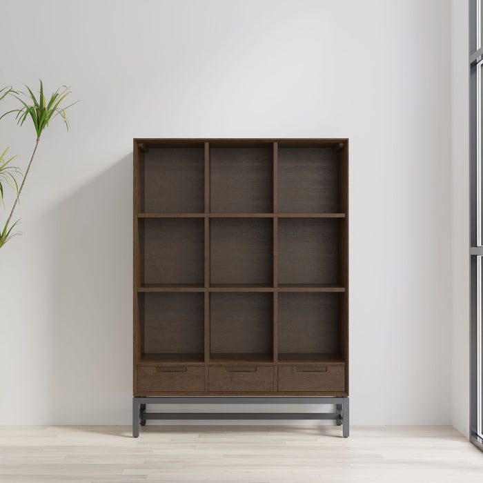 Banting - 9 Cube Bookcase With Drawers - Walnut Brown