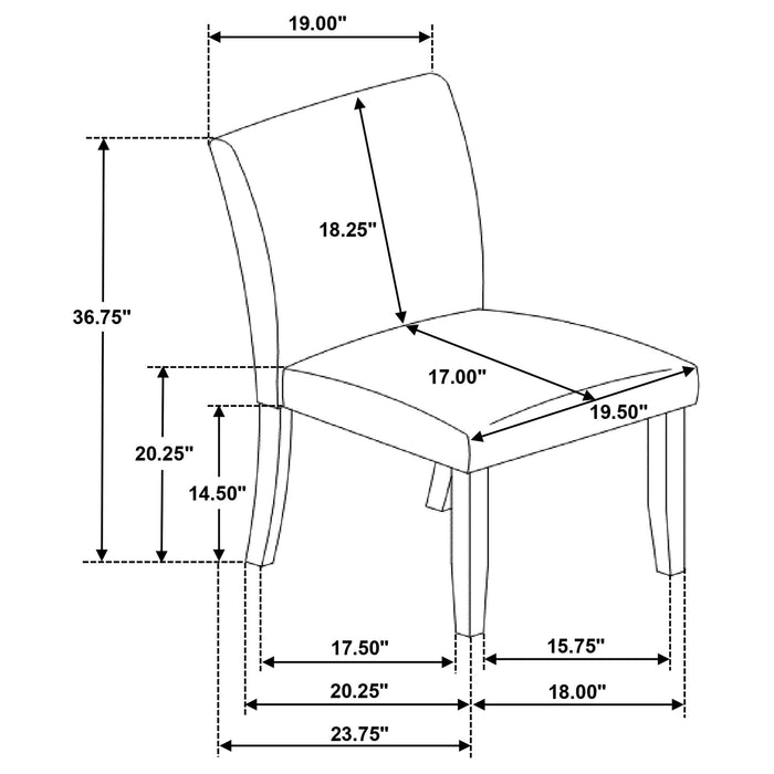 Luxe Upholstered Dining Side Chairs With Gently Curved Back (Set of 2)