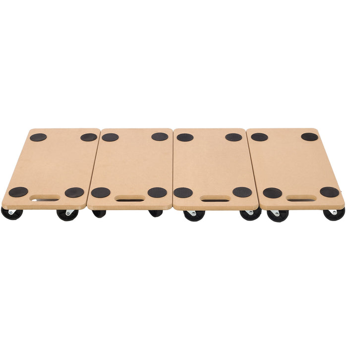 Furniture Moving Dolly, Heavy Duty Wood Rolling Mover With Wheels For Piano Couch Fridge Heavy Items, Securely Holds 500 Lbs (Set of 4) - Natural