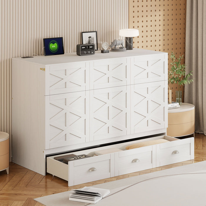 Murphy Bed With Large Drawers And USB Ports