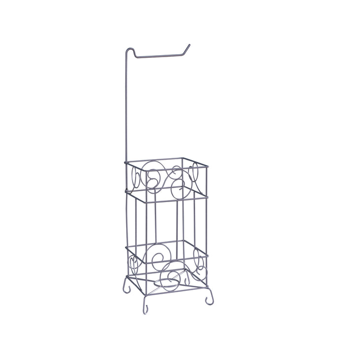 Metal Frame Toilet Paper Holder Stand, Bathroom Tissue Organizer