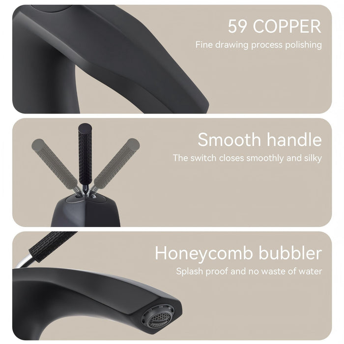 Contemporary Single Handle Lavatory Basin Sink Faucet Brass - Matte Black