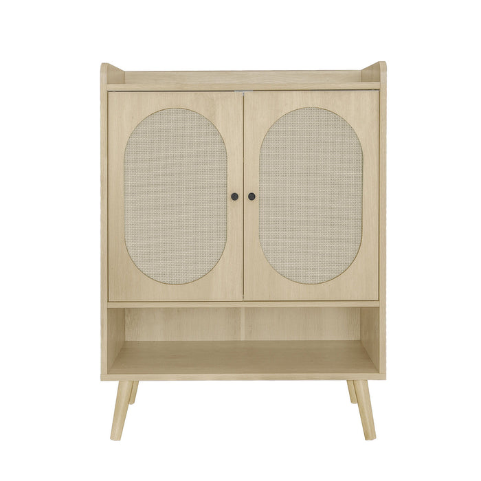 2 Door Shoe Rack, Freestanding, Modern Shoe Storage Cabinet, For Entryway - Natural