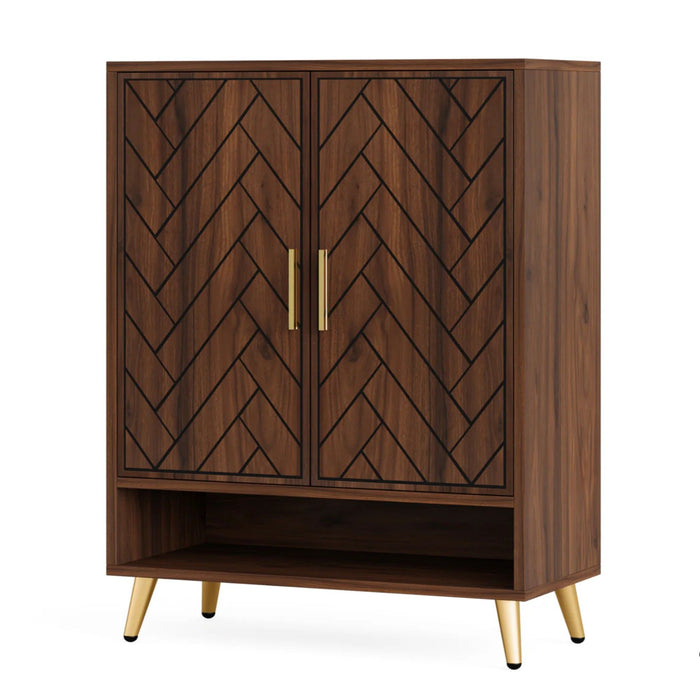 6 Tier Wooden Entryway Shoe Cabinet, Wide Storage Unit For 24 Pairs Of Shoes - Walnut