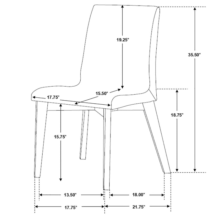 Dining Room Side Chair Set With Sleek Curves And 2 Tone Upholstery - Brown / Gray