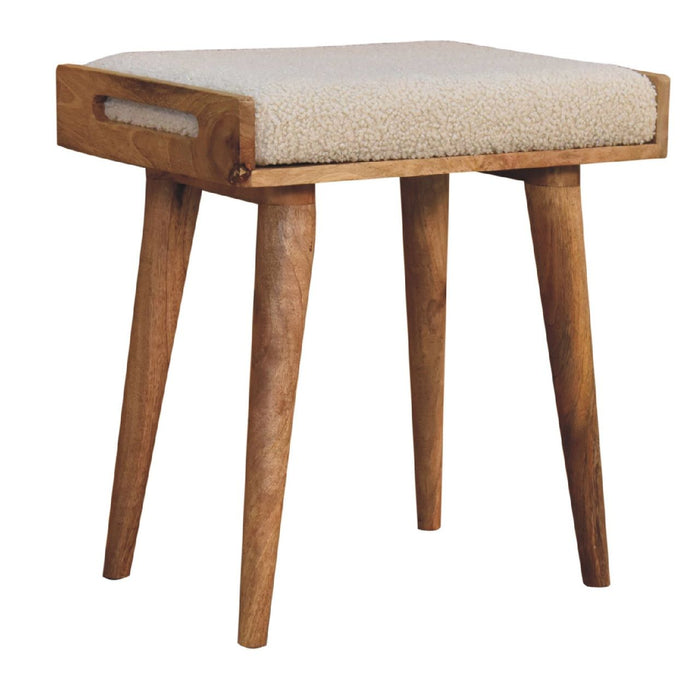 Boucle Tray Style Footstool - Cream