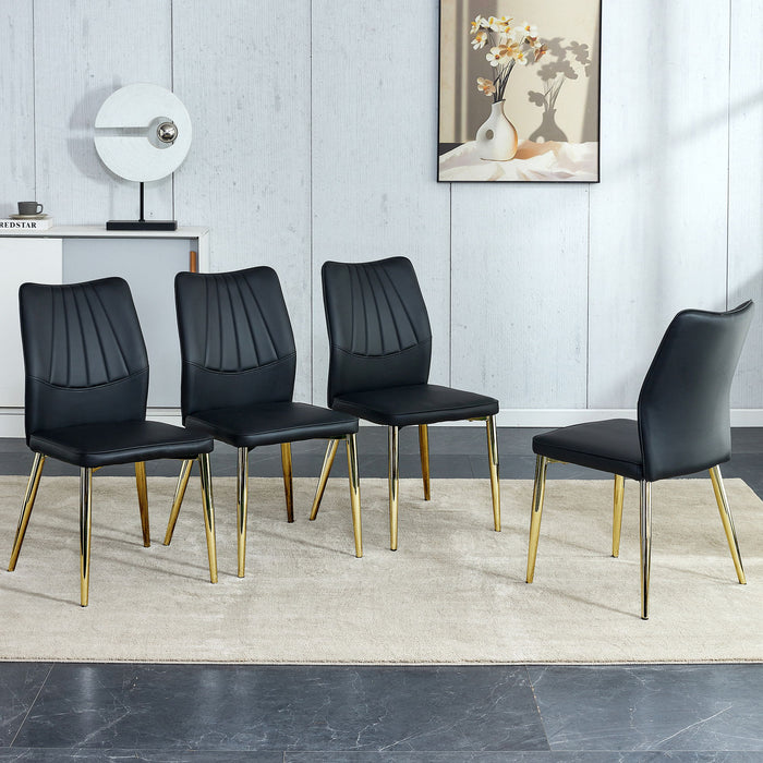 Medieval Modern Dining Chairs With Cushions And Metal Legs Material (Set of 4) - Black