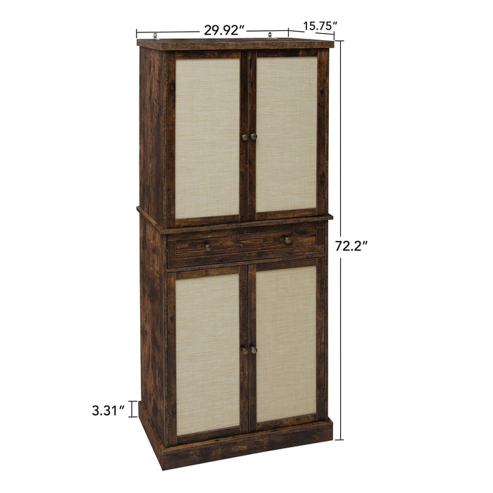 4 Door Storage Cabinet With 1 Drawer, With 4 Adjustable Inner Shelves