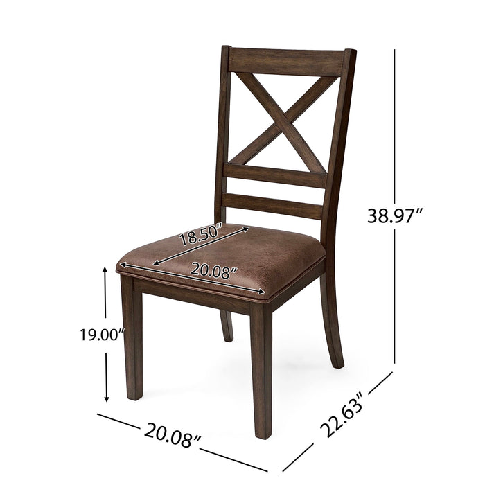 Country Style Dining Chairs (Set of 2) With Cross Back Design - Brown