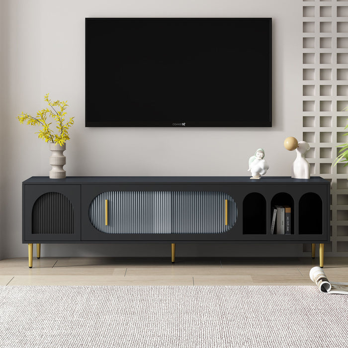 Modern TV Stand With 3 Shelves And 2 Cabinets