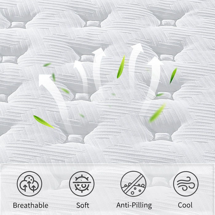 12" Hybrid Mattress Individual Pocket Spring, 7 Zoned Memory Foam
