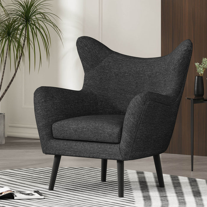Mid - Century Modern Arm Chair With Wingback Design Wood Legs