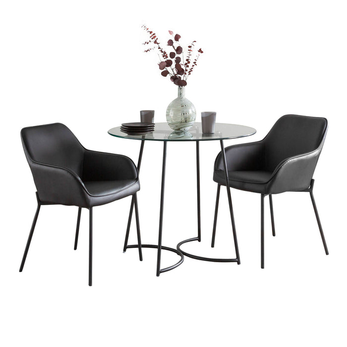 Cece Daniella - 3 Piece Contemporary Dining Set - Black / Clear / Black