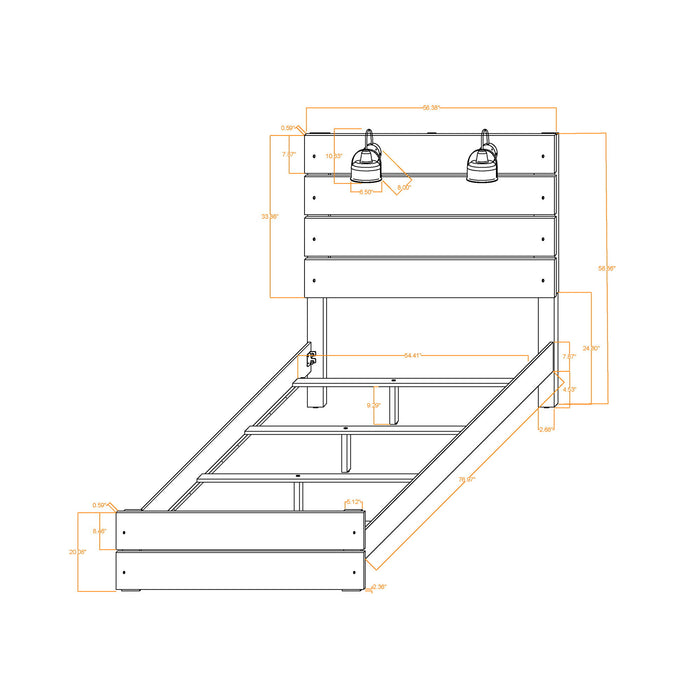 Monica - Bed With Panel Style And Slat Headboard
