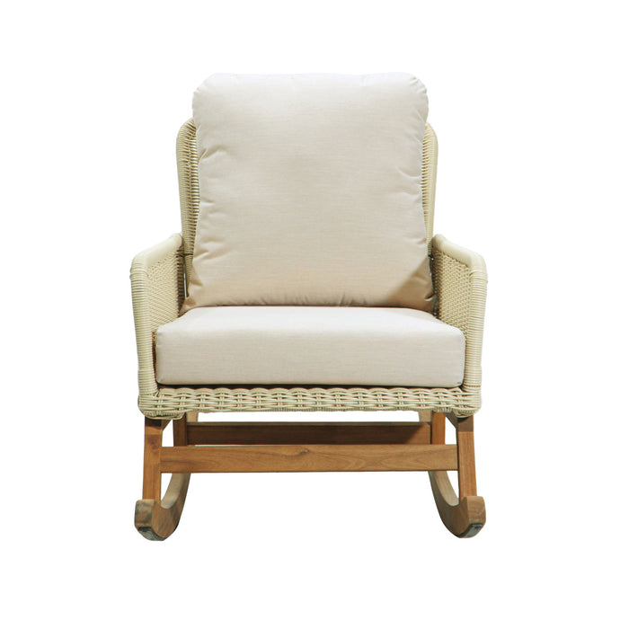 Contemporary Minimalist Wicker Rocking Chair With Soft Polyester Cushions