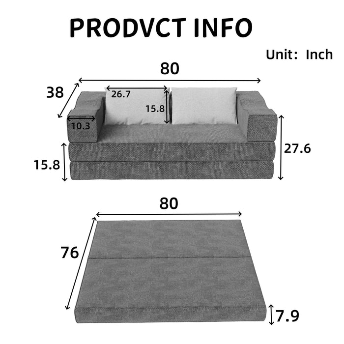 3 Seat Folding Floor Couch & King Size Bed Mattress