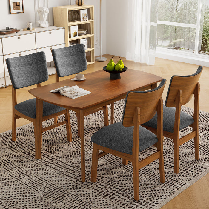Dining Chairs (Set of 4), Wooden Dining Chair Armless, Mid Century Modern Upholstered Seat Cushion Dining Room Chair For Home Kitchen Dining Room Restaurant - Brown / Gray