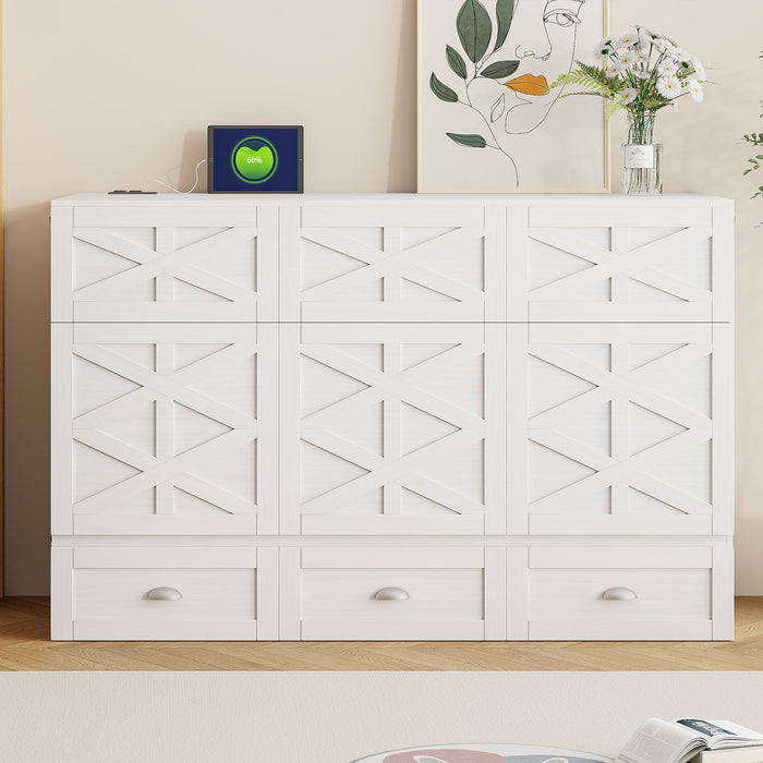 Murphy Bed With Large Drawers And USB Ports