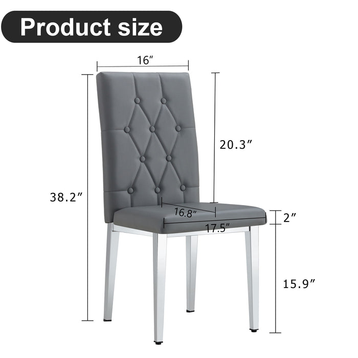Vintage Style Armless Dining Chairs Set With Grid And Buckle Design