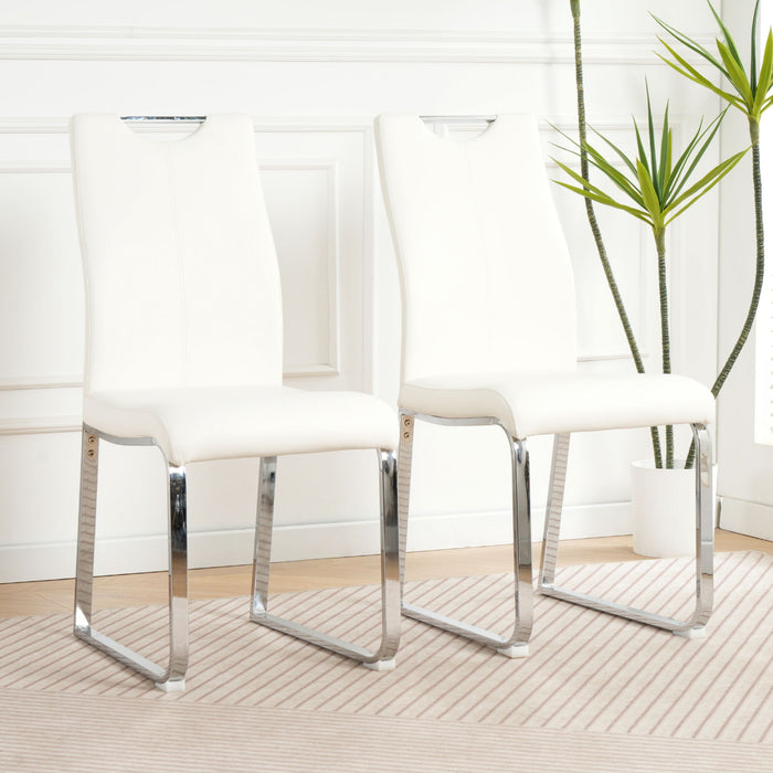 Modern Upholstered Dining Chair Electroplated Metal Legs (Set of 2)