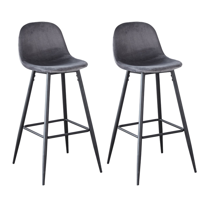 Velvet Barstool With Back (Set of 2)