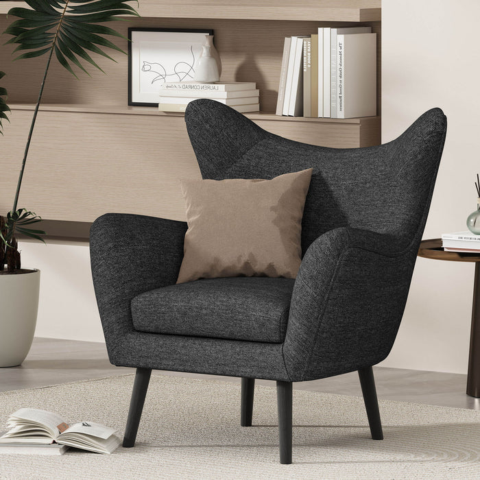 Mid - Century Modern Arm Chair With Wingback Design Wood Legs