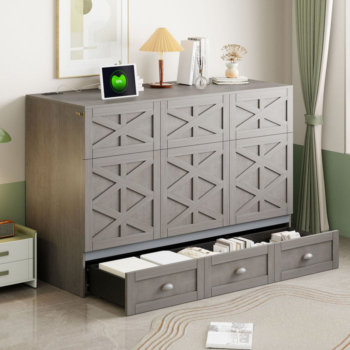 Murphy Bed With Large Drawers And USB Ports