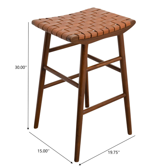 Maya - Genuine Leather Stool - Rustic / Tan