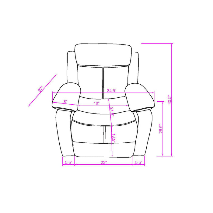 Blanche - Glider Recliner With LED Light In, Medium Firm Seating, Pillow Top Arms - White