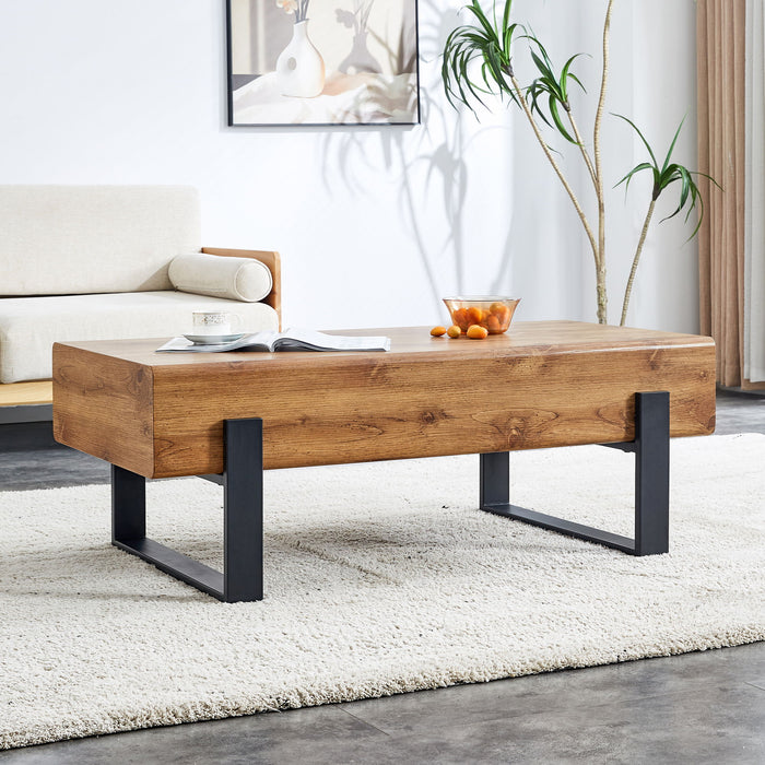 Rustic Coffee Table With Metal Legs
