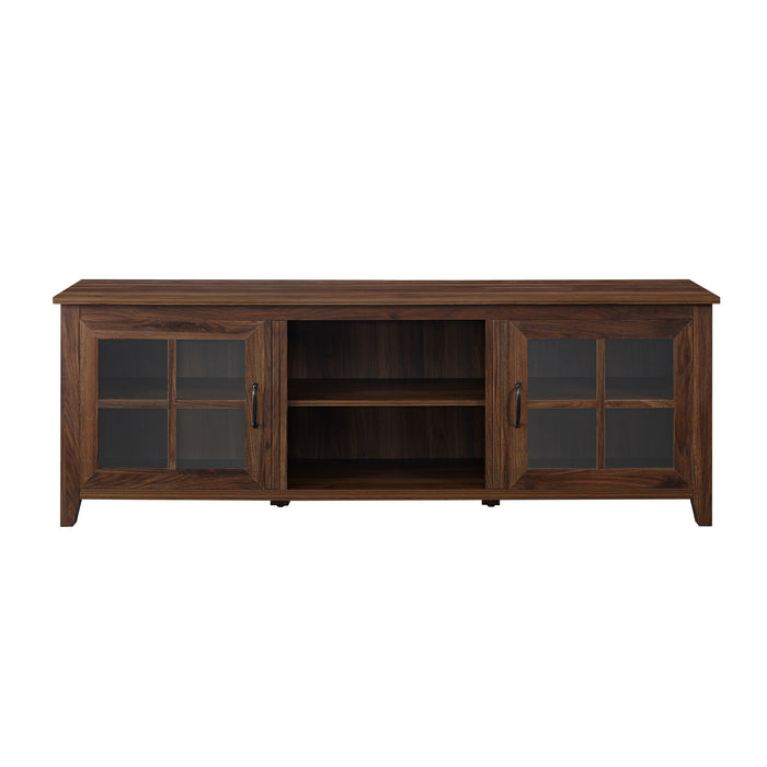 Modern Farmhouse 2 Door Glass Windowpane 70" TV Stand For 80" TVs