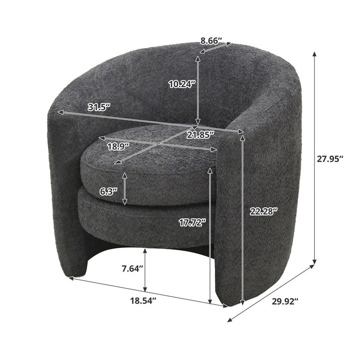 Affinity Modern Curved Back Upholstered Accent Chair With Soft Cozy Boucle Fabric - Dark Gray