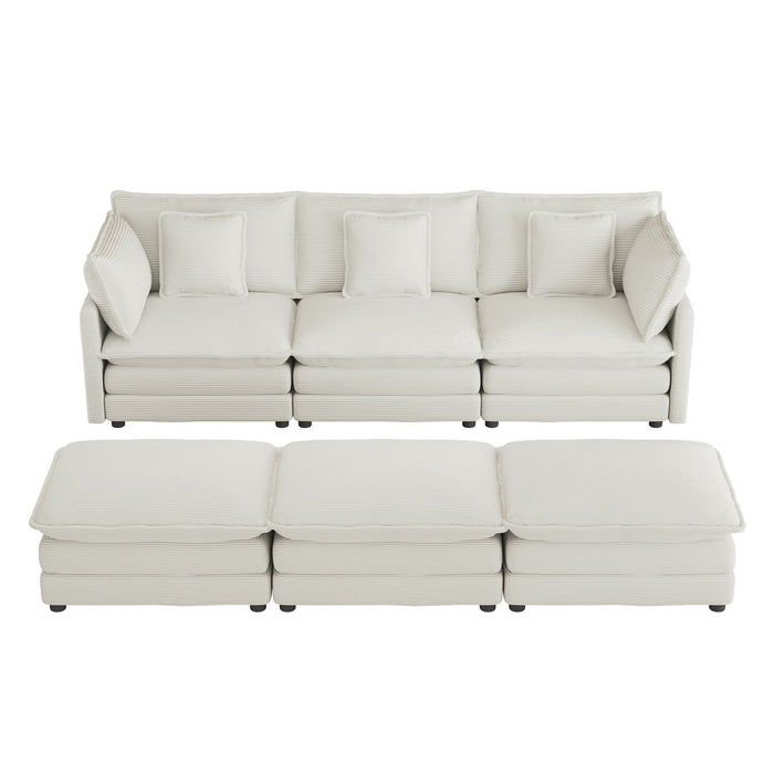 Modern Modular Sectional Sofa With Side Storage Pockets For Living Room