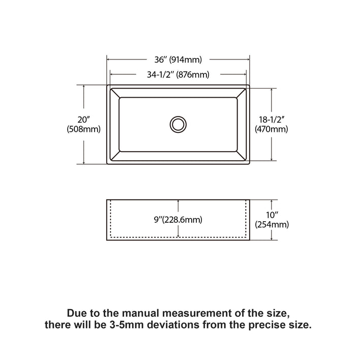 Farmhouse Sink, Apron-Front Porcelain Ceramic Single Bowl