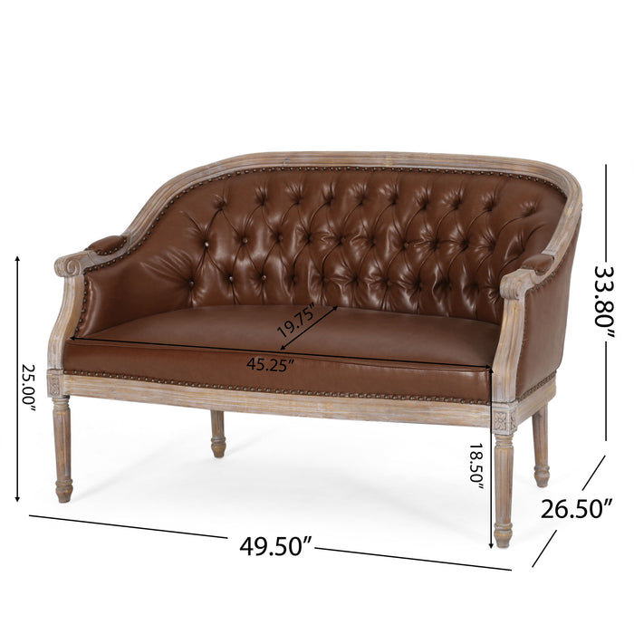 French Country Chesterfield Style Tufted Loveseat