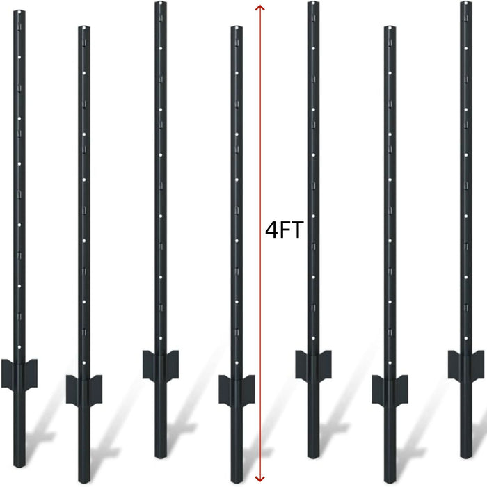 4 Foot U-Shaped Metal Garden Fence Posts Set For Wire Mesh Fencing