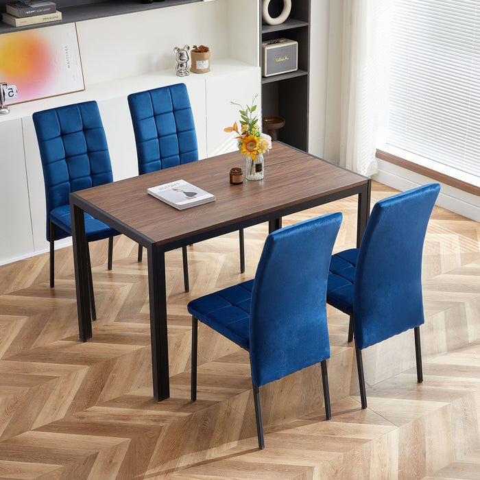 Velvet High Back Nordic Dining Chair Modern Fabric Chair With Black Legs (Set of 2)