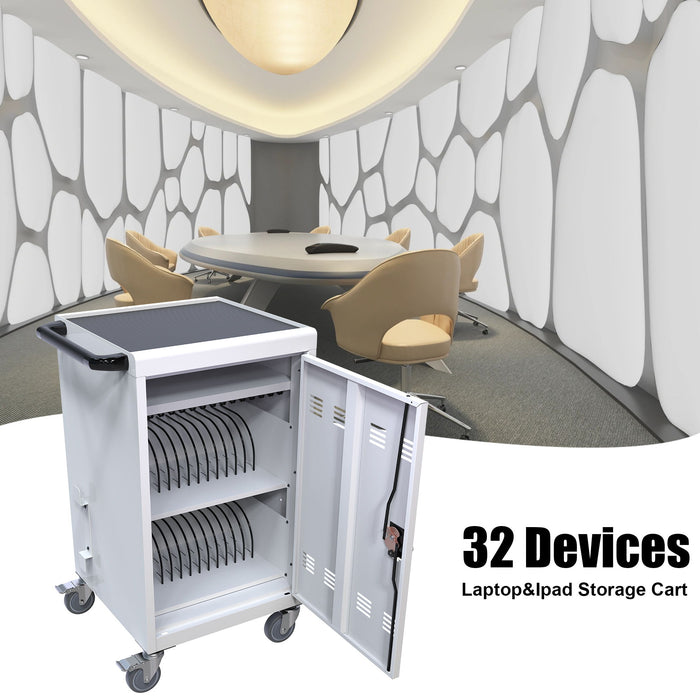 Mobile Charging Cart Station For Chromebook, Tablet And Laptop Computer With Power Strip Included