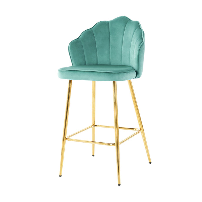 Elegant Shell Shape Velvet Bar Chair (Set of 2)