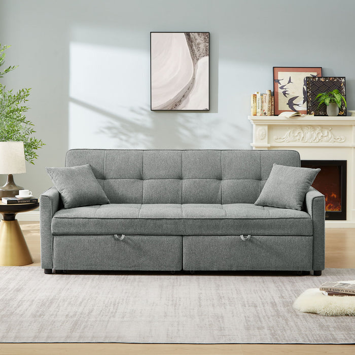 3 In 1 Convertible Sleeper Sofa Bed, Reclining Backrest, Pillows, Pockets